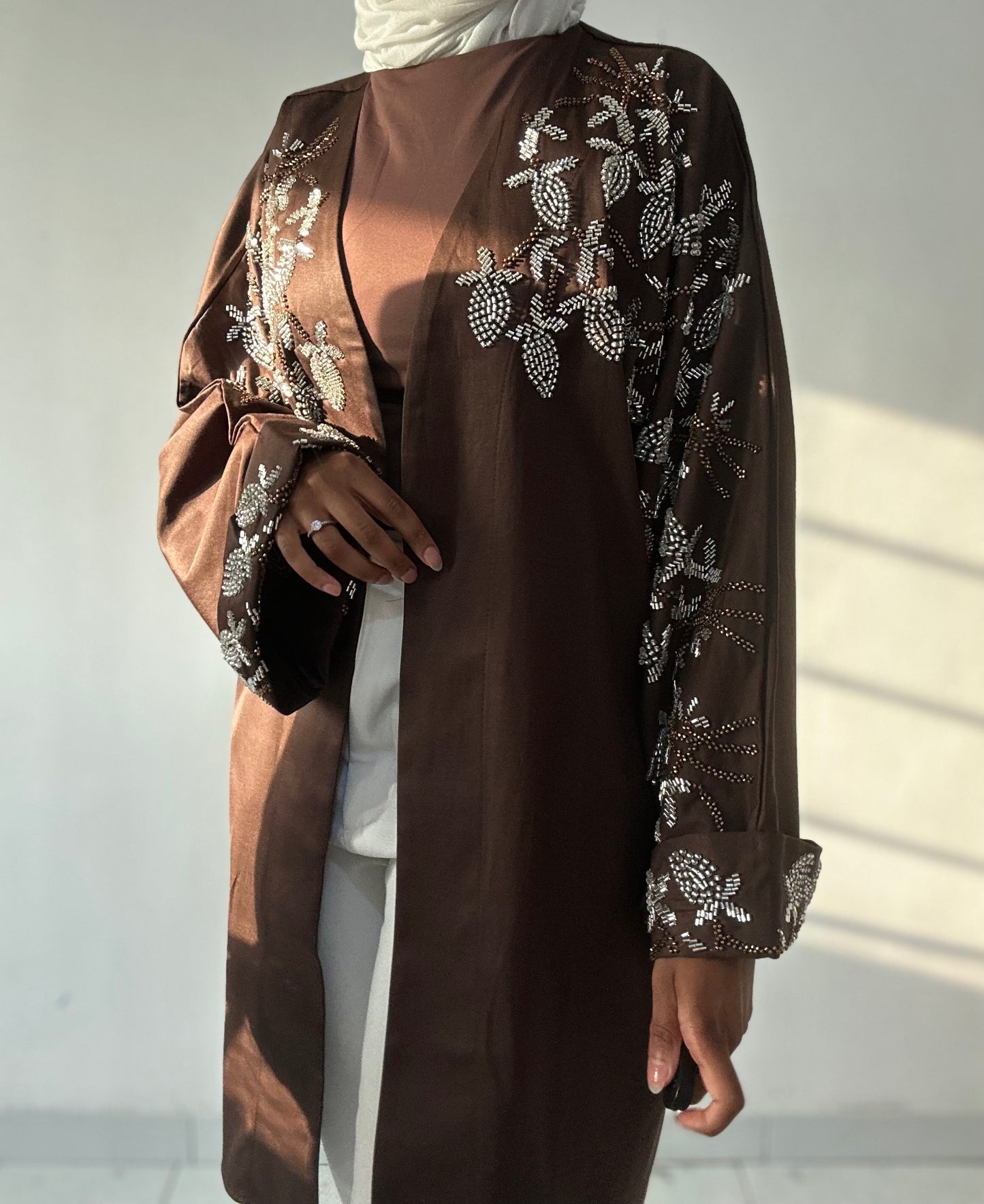 Brown embellished cardigan