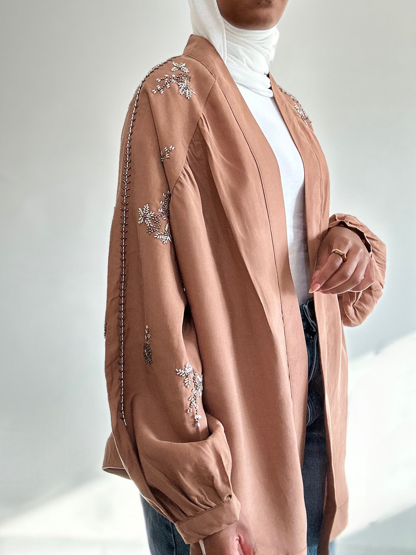 Brown embellished cardigan