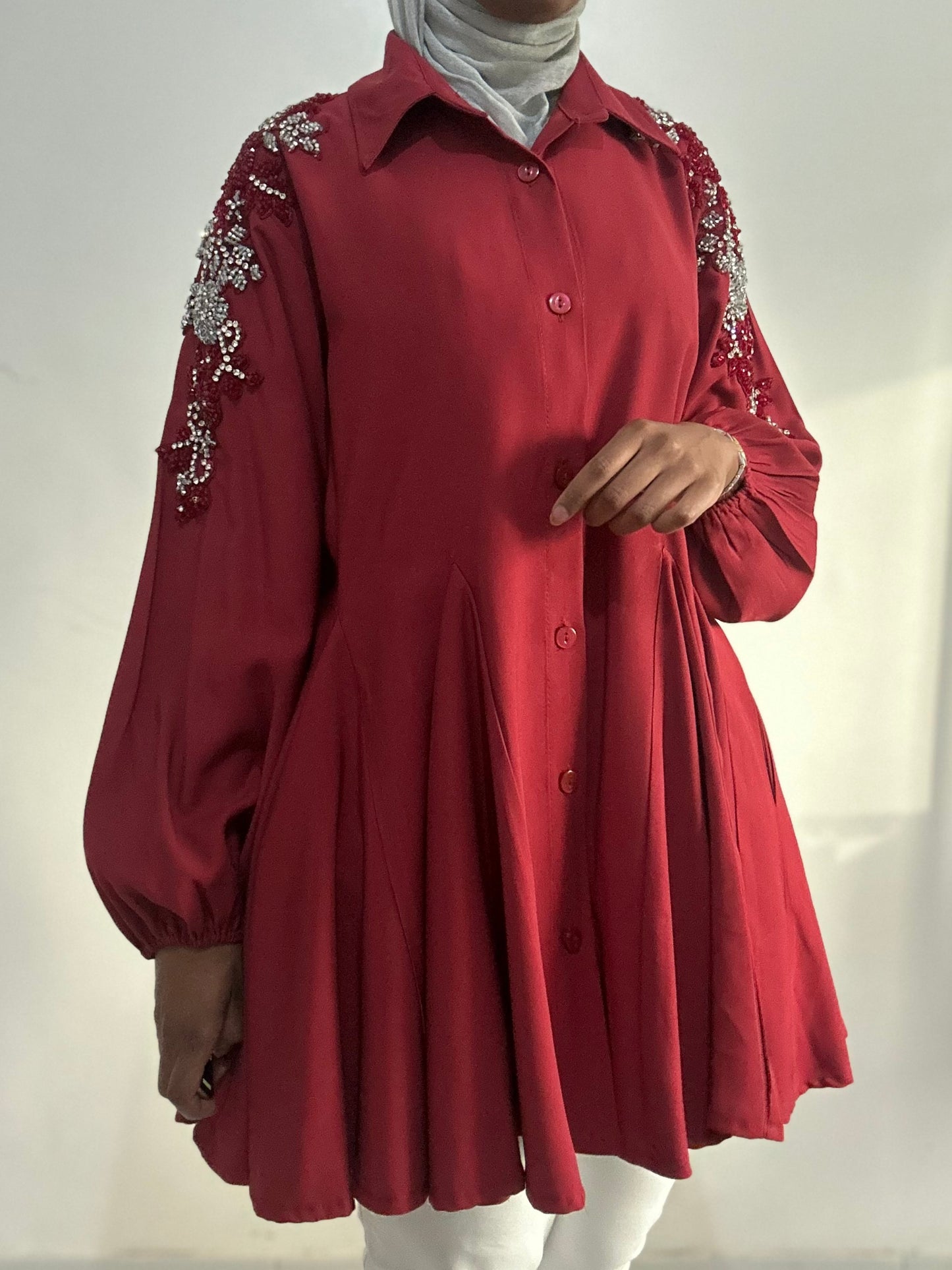Red embillised dress