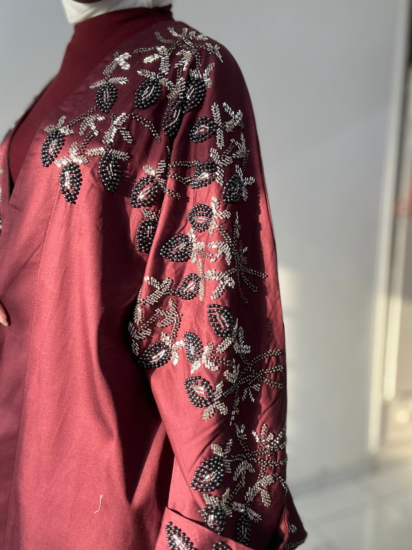 Burgundy embellishd cardigan