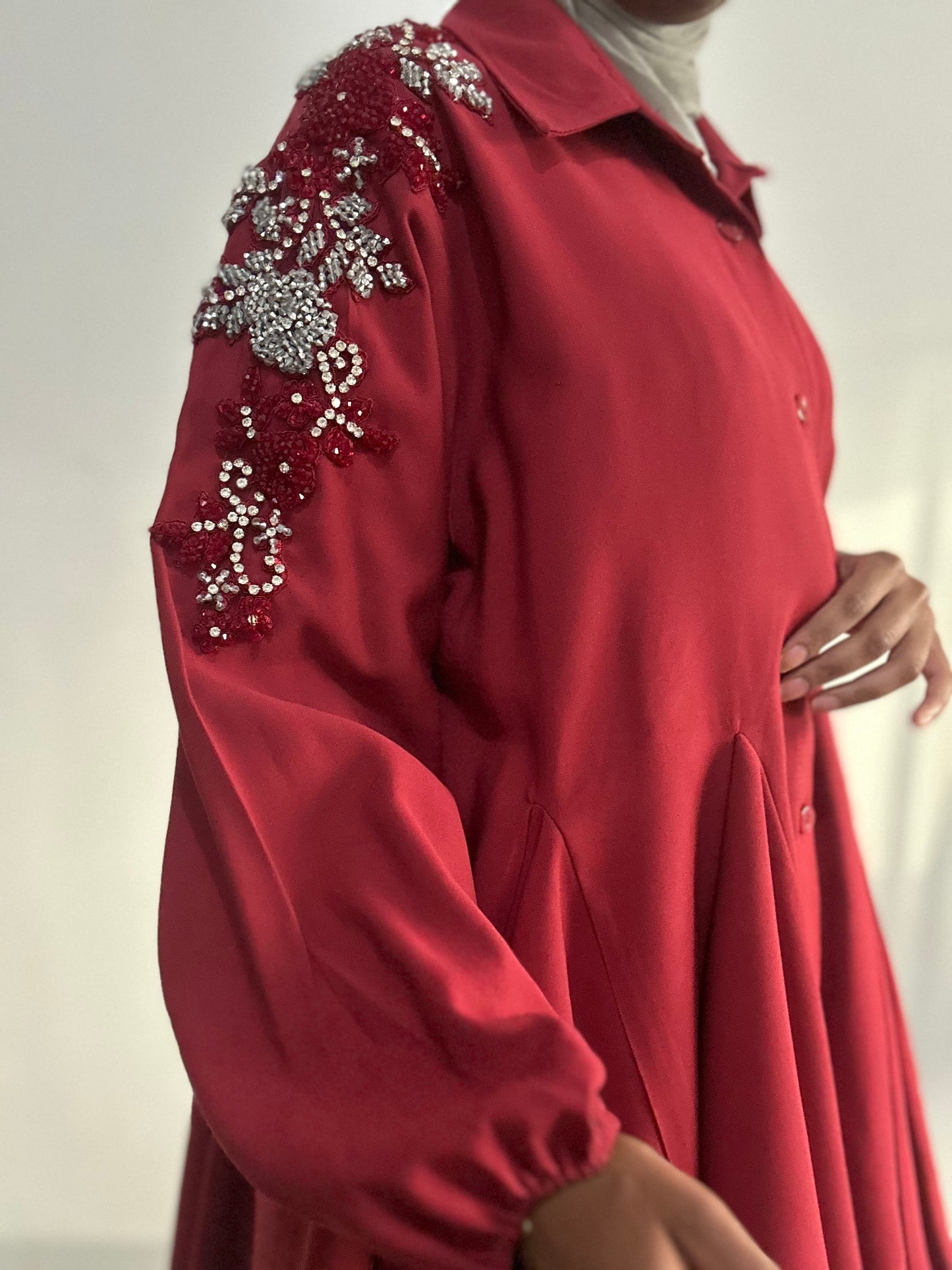 Red embillised dress