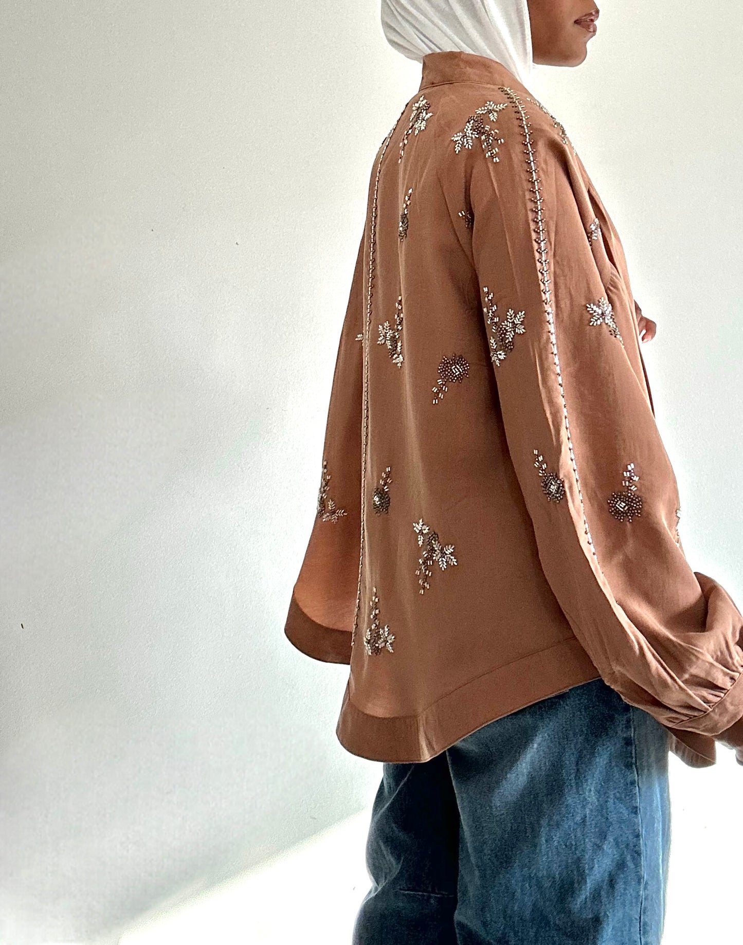 Brown embellished cardigan