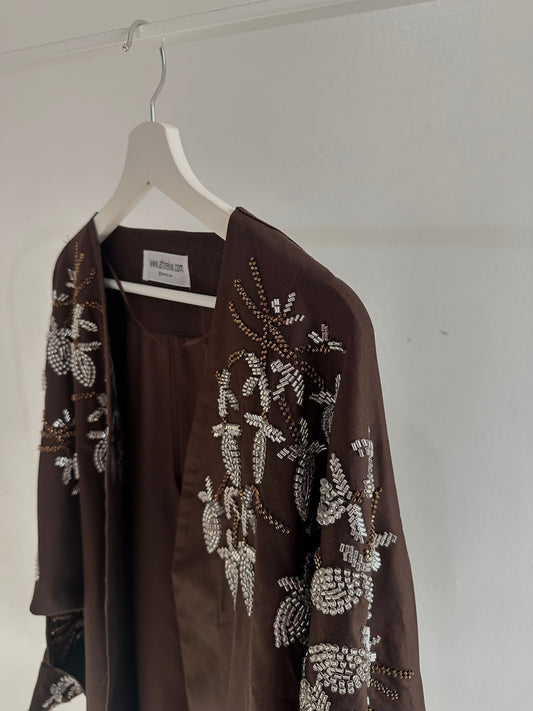 Brown embellished cardigan