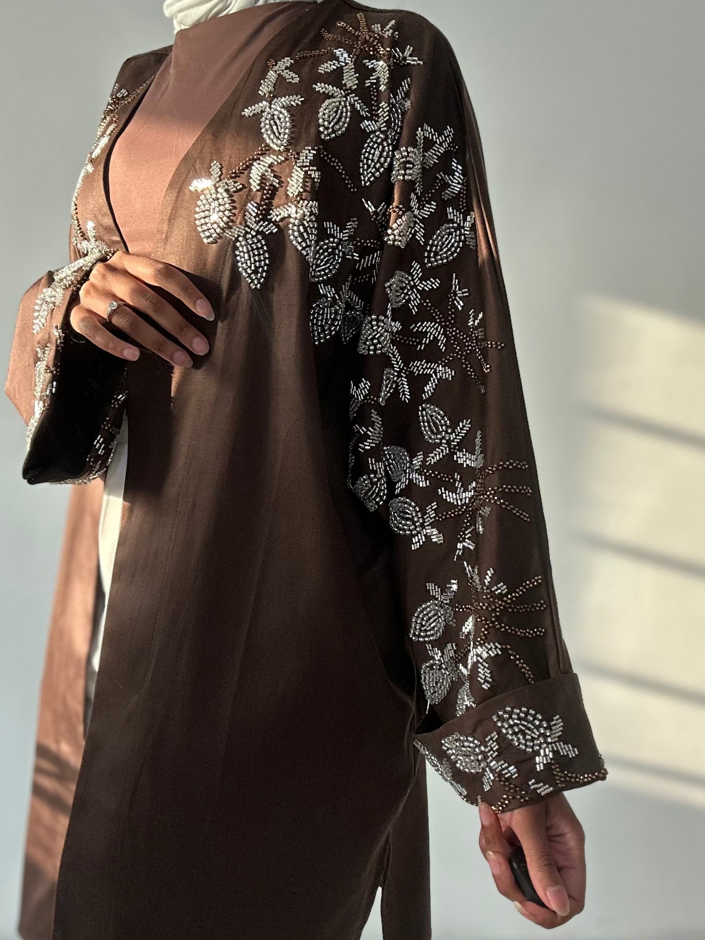 Brown embellished cardigan