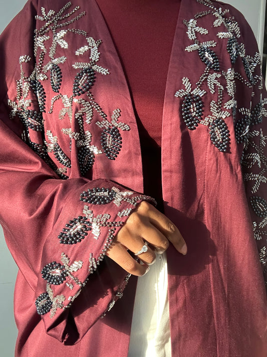 Burgundy embellishd cardigan