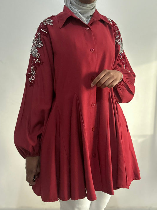 Red embillised dress