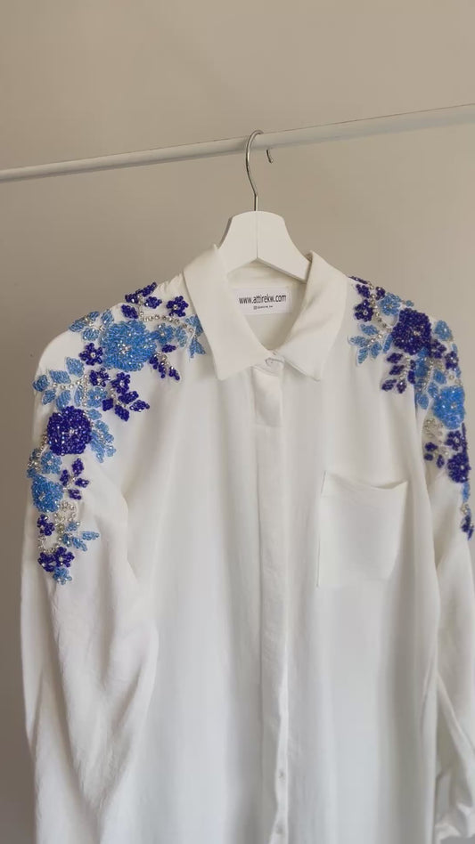 White embellished shirt (blue)