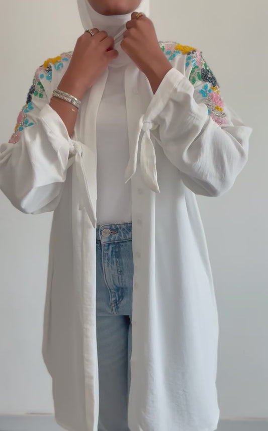 White embilished shirt ( colorful)